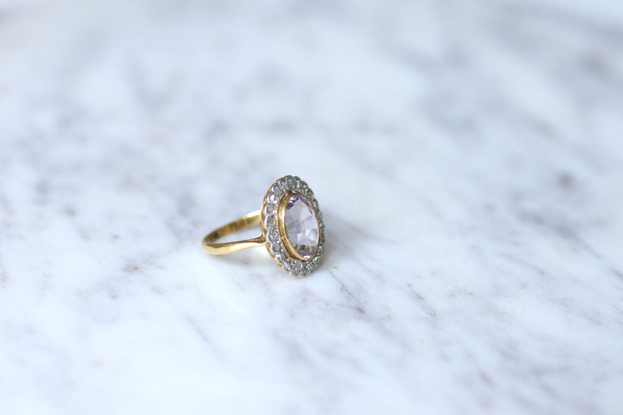 Antique amethyst ring with diamond setting - Penelope Gallery
