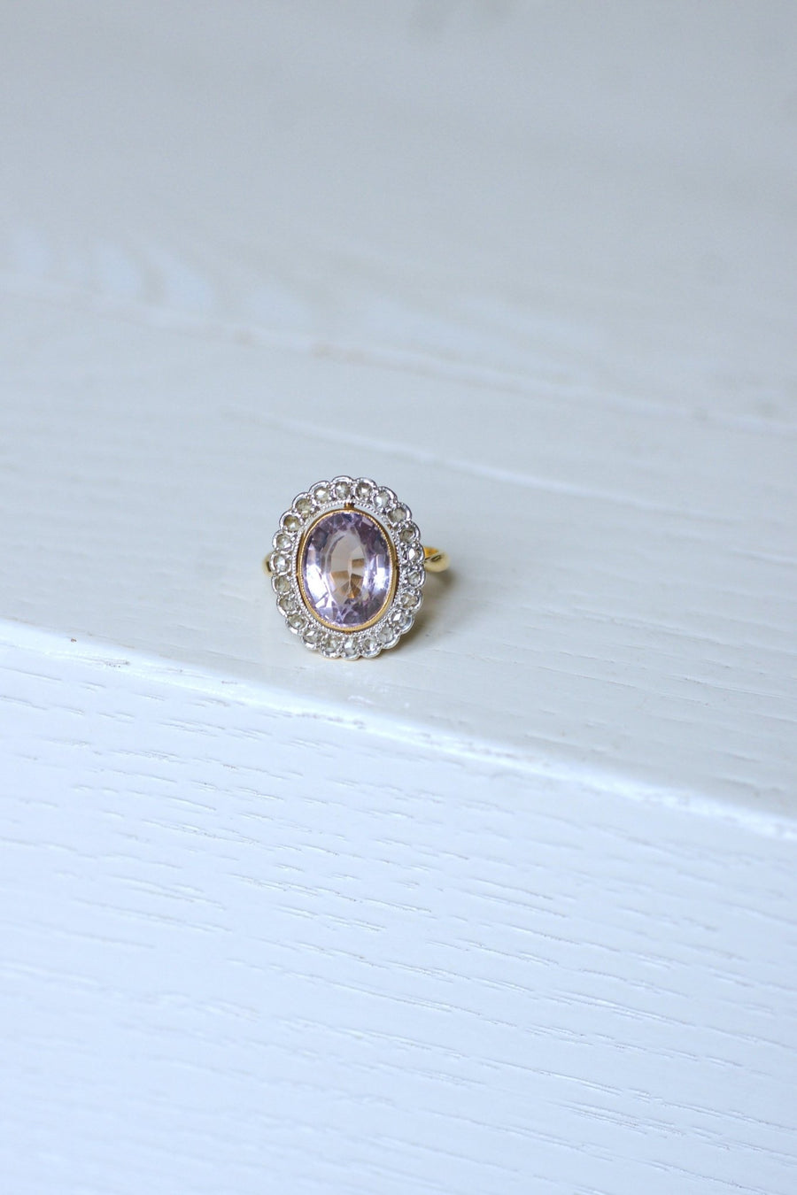 Antique amethyst ring with diamond setting - Penelope Gallery