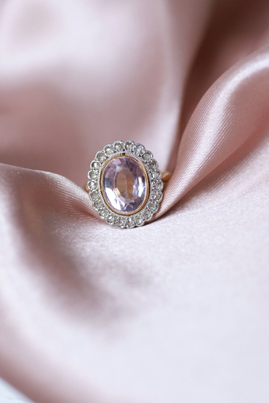 Antique amethyst ring with diamond setting - Penelope Gallery