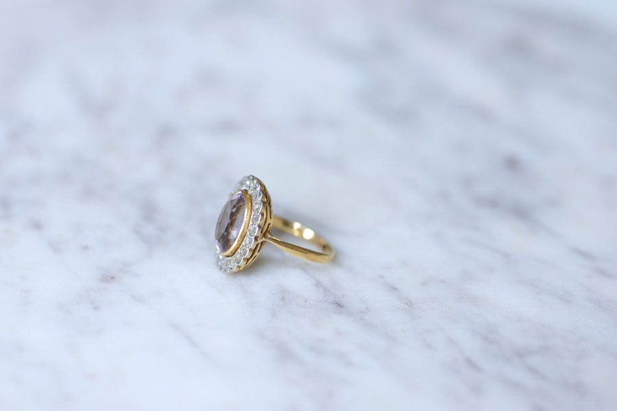 Antique amethyst ring with diamond setting - Penelope Gallery