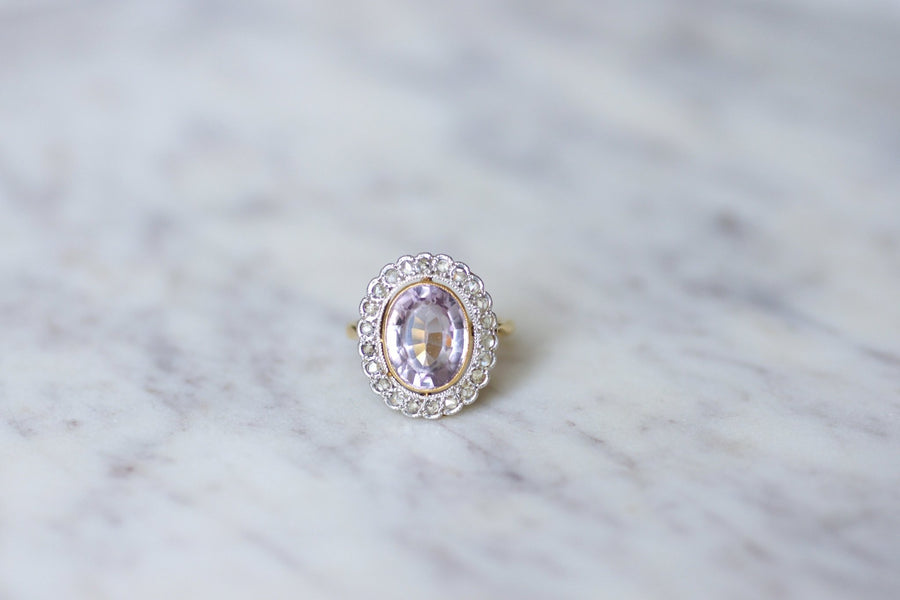 Antique amethyst ring with diamond setting - Penelope Gallery