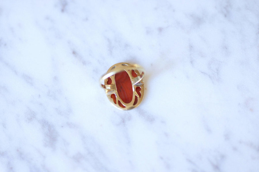 Antique carnelian ring in lion intaglio on gold - Galerie Pénélope