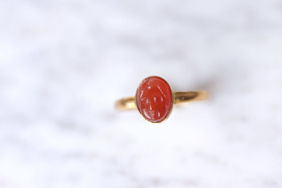 Antique yellow gold and carnelian cameo ring - Galerie Pénélope