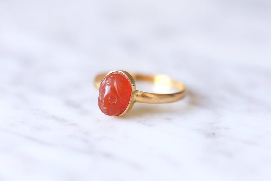 Antique yellow gold and carnelian cameo ring - Galerie Pénélope