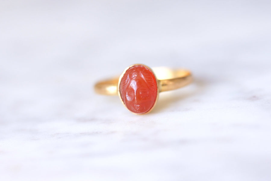 Antique yellow gold and carnelian cameo ring - Galerie Pénélope