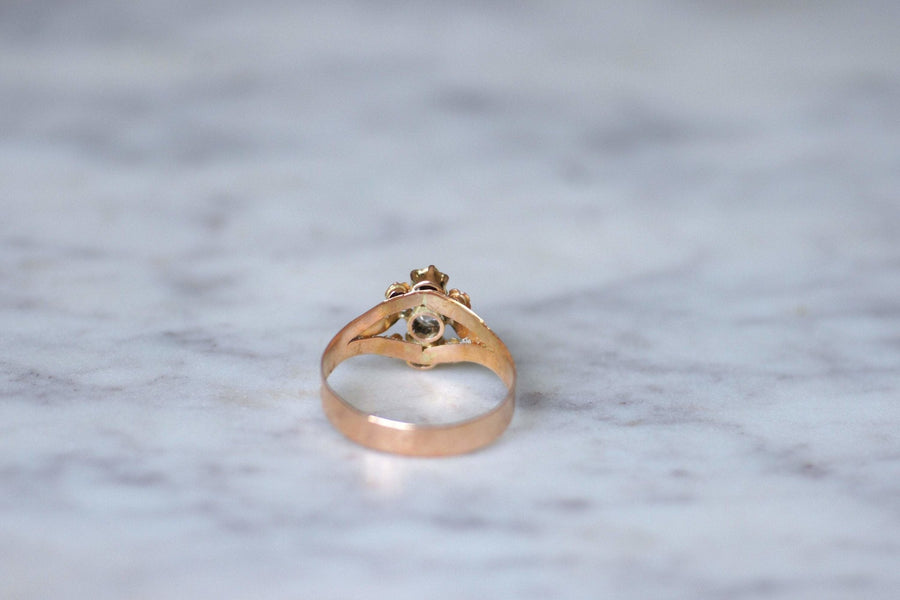 Antique gold ring with pearls and diamonds - Galerie Pénélope