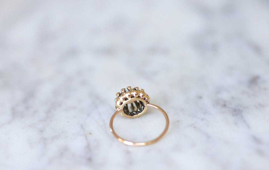 Antique pink gold, opal, diamond and enamel ring - Galerie Pénélope