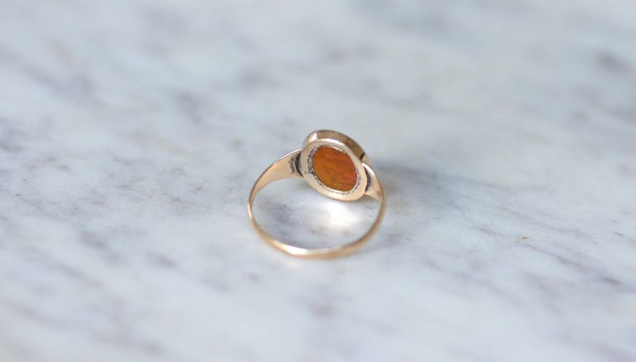 Antique intaglio cornelian Cupid ring on rose gold - Galerie Pénélope