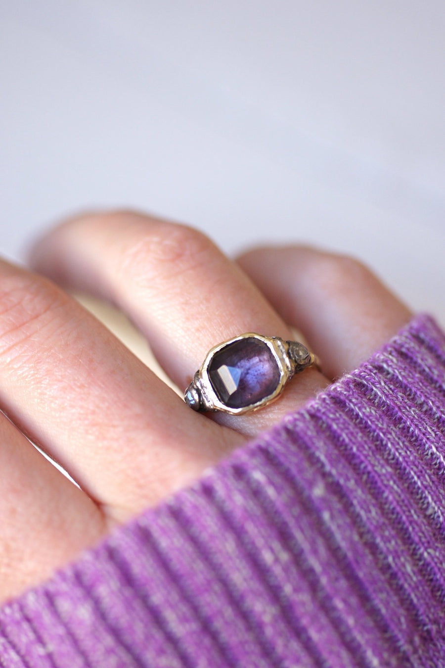 Antique glass paste and diamond ring - Galerie Pénélope