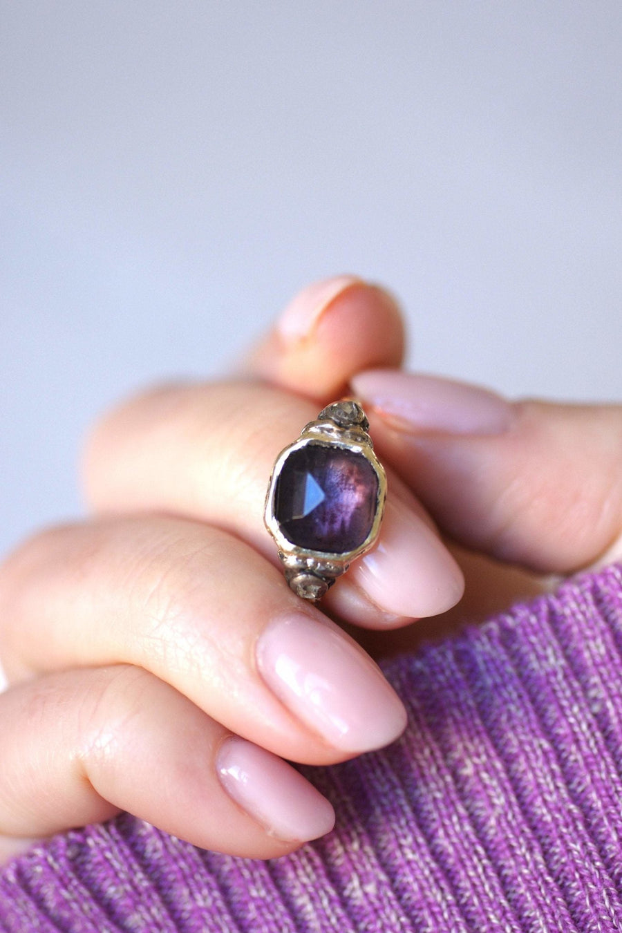 Antique glass paste and diamond ring - Galerie Pénélope
