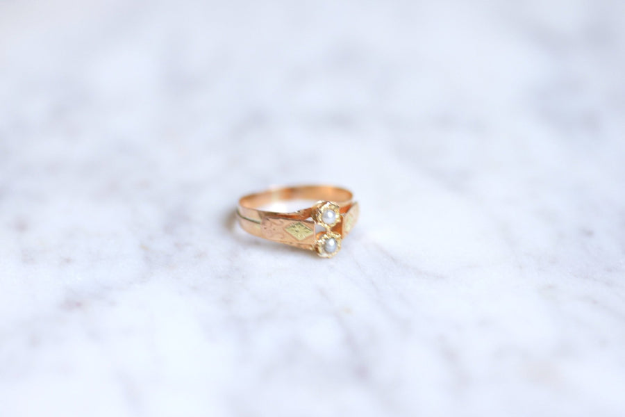 Antique pink and yellow gold beads ring - Galerie Pénélope