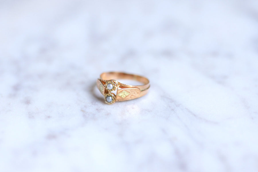 Antique pink and yellow gold beads ring - Galerie Pénélope