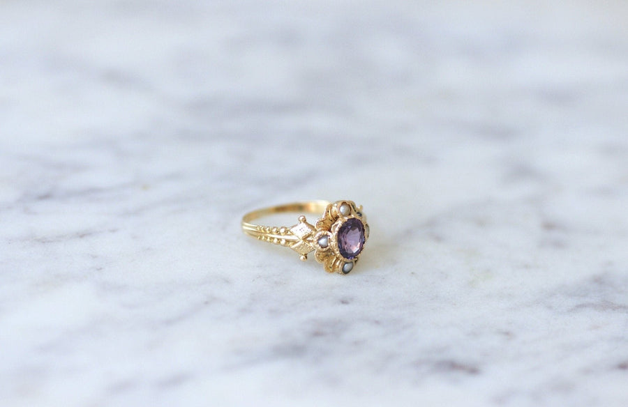 Antique Ring Mauve Sapphire 0.90 Ct - Galerie Pénélope