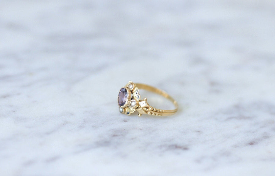 Antique Ring Mauve Sapphire 0.90 Ct - Galerie Pénélope