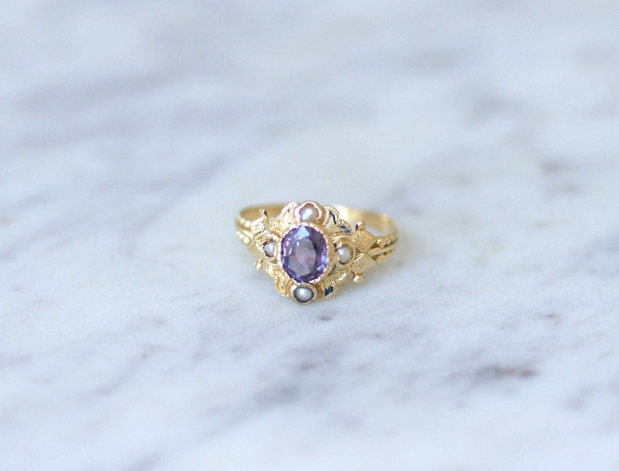 Antique Ring Mauve Sapphire 0.90 Ct - Galerie Pénélope