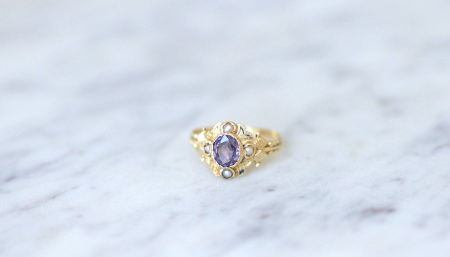 Antique Ring Mauve Sapphire 0.90 Ct - Galerie Pénélope