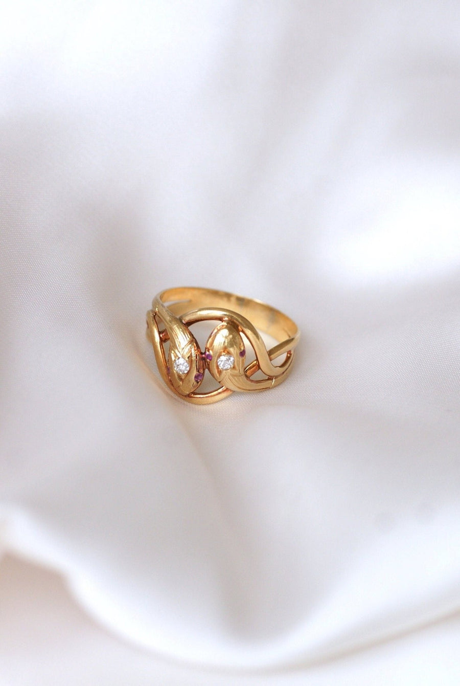 Antique ring - Serpents enroulés diamants - Galerie Pénélope