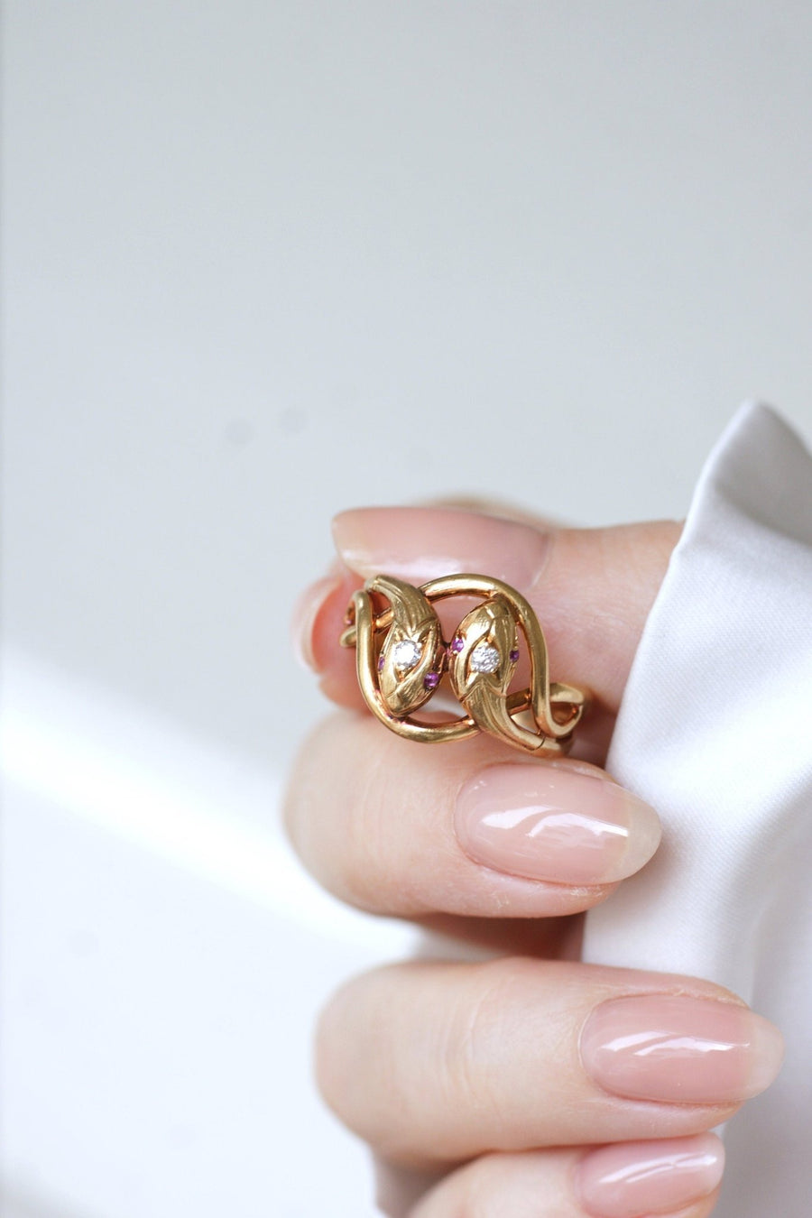 Antique ring - Serpents enroulés diamants - Galerie Pénélope