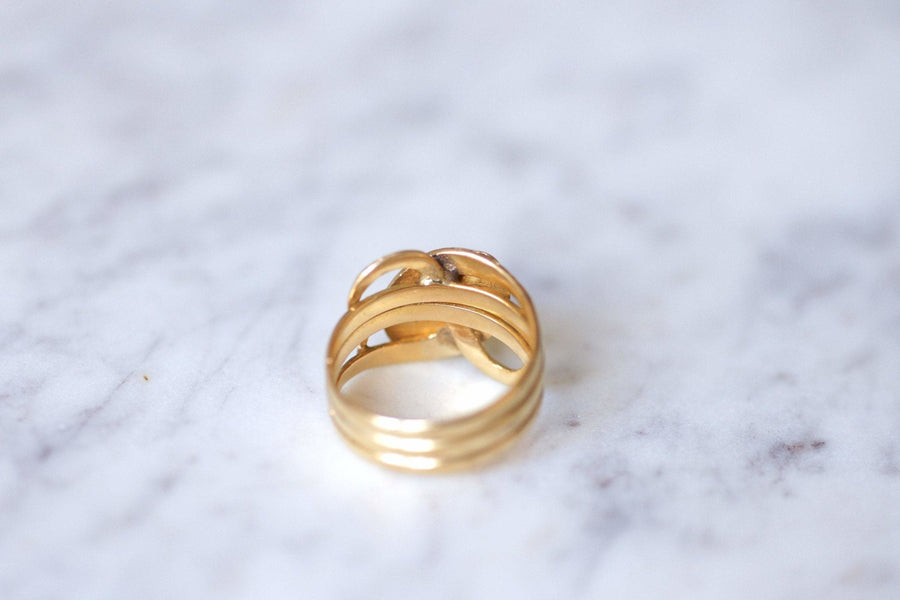 Antique ring Snakes coiled yellow gold and diamonds - Galerie Pénélope