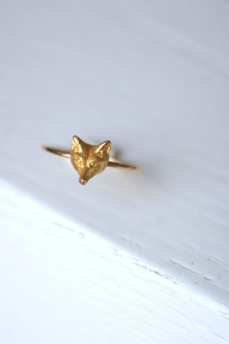 Antique gold fox head ring - Penelope Gallery