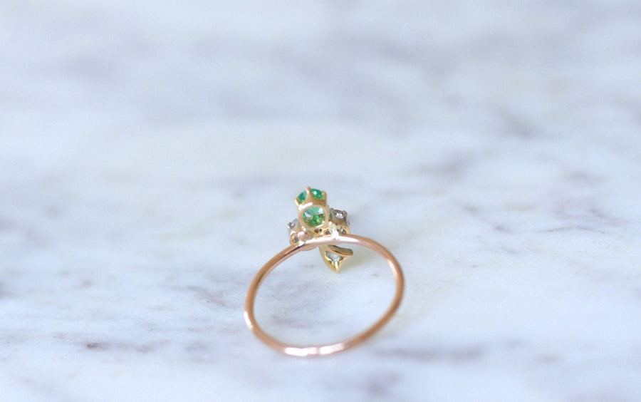Antique diamond and emerald clover ring - Penelope Gallery