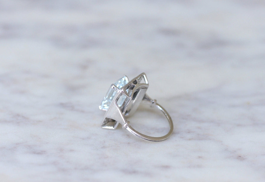Aquamarine and diamond Art Deco ring - Galerie Pénélope