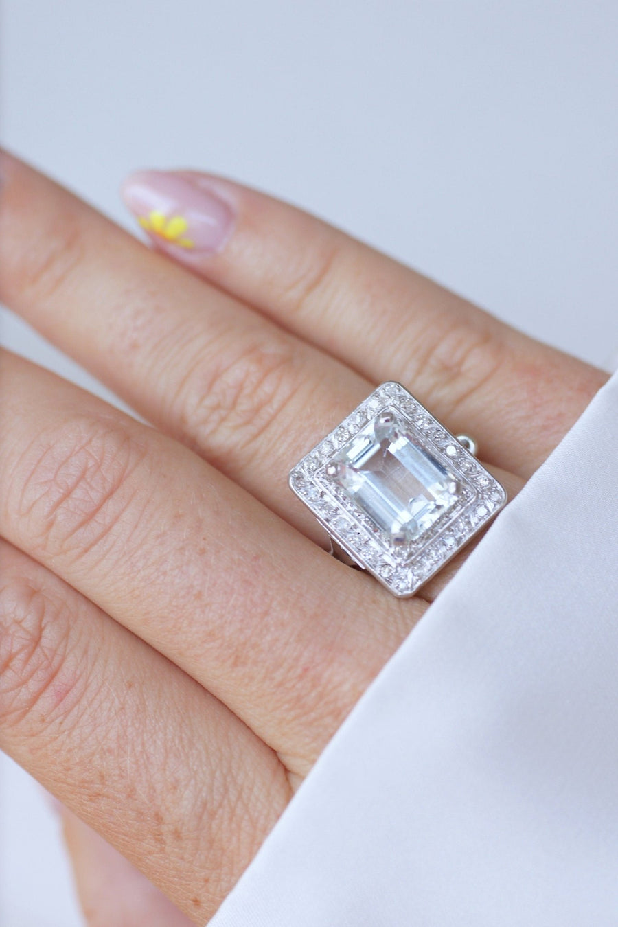 Aquamarine and diamond Art Deco ring - Galerie Pénélope