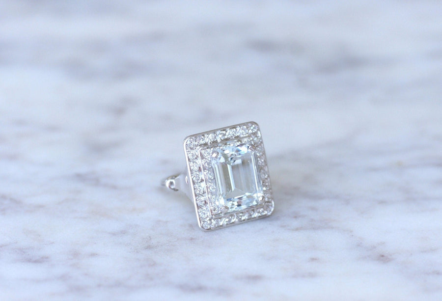 Aquamarine and diamond Art Deco ring - Galerie Pénélope