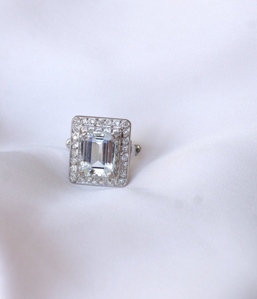 Aquamarine and diamond Art Deco ring - Galerie Pénélope