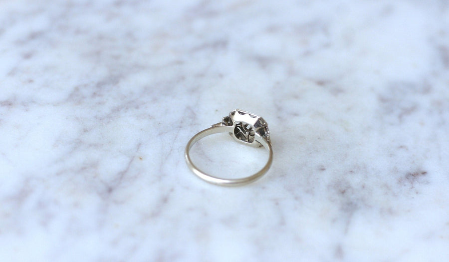 Square Art Deco Ring, White Gold, Platinum and Diamonds - Penelope Gallery