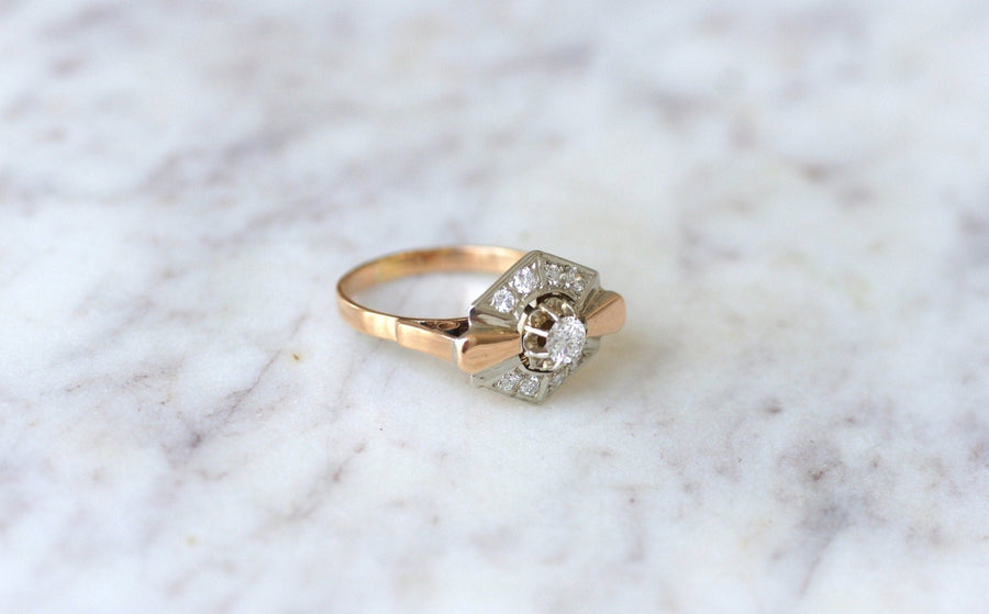 Art Deco two gold and diamond ring - Penelope Gallery