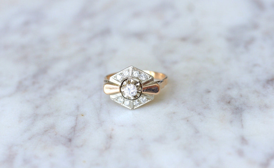 Art Deco two gold and diamond ring - Penelope Gallery