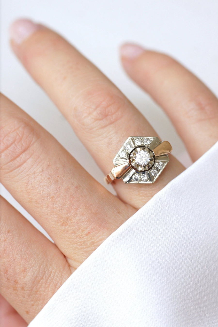 Art Deco two gold and diamond ring - Penelope Gallery