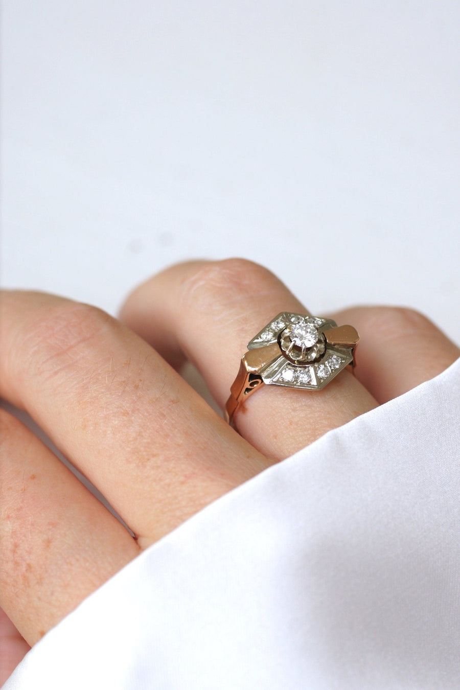 Art Deco two gold and diamond ring - Penelope Gallery