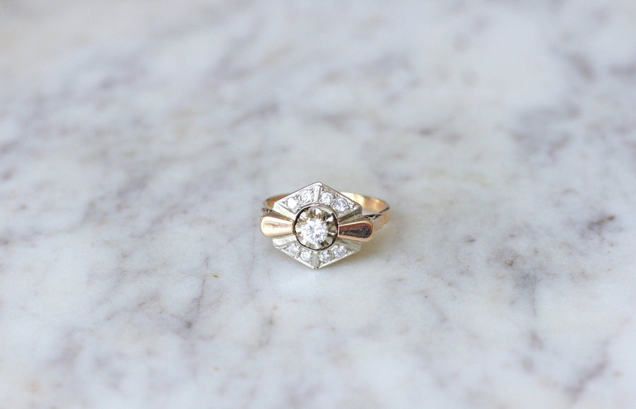 Art Deco two gold and diamond ring - Penelope Gallery
