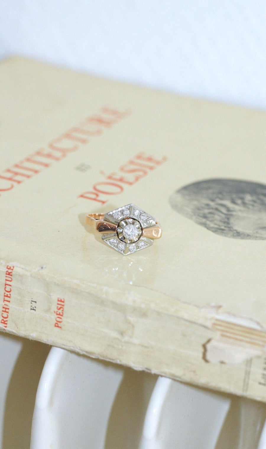 Art Deco two gold and diamond ring - Penelope Gallery
