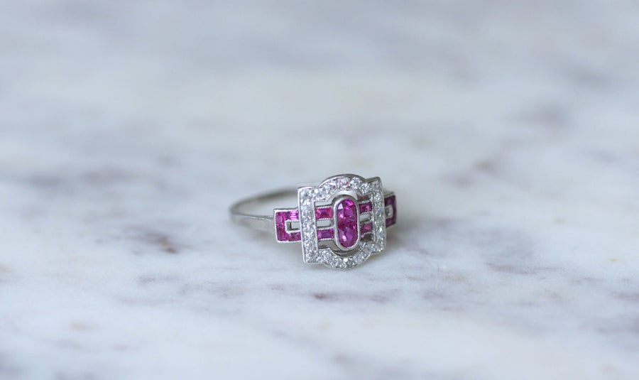 Art Deco diamond and ruby ring - Penelope Gallery