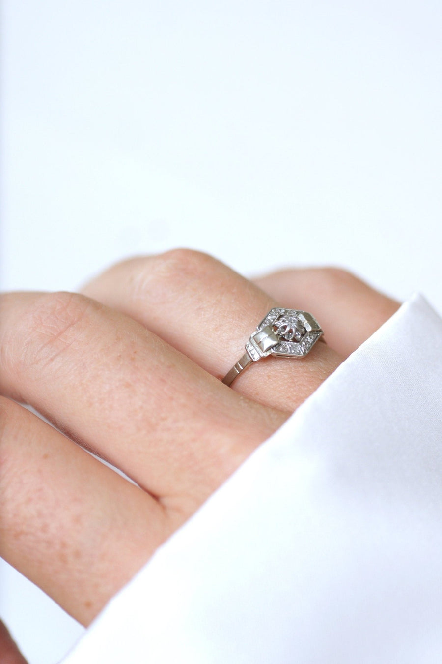 Art Deco geometric diamond ring - Penelope Gallery