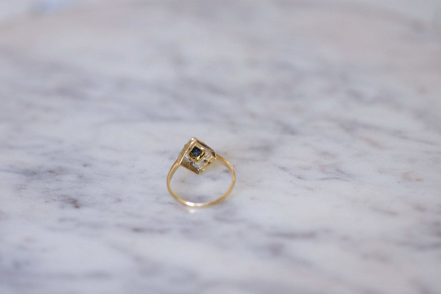 Art Deco diamond blue stone ring - Penelope Gallery