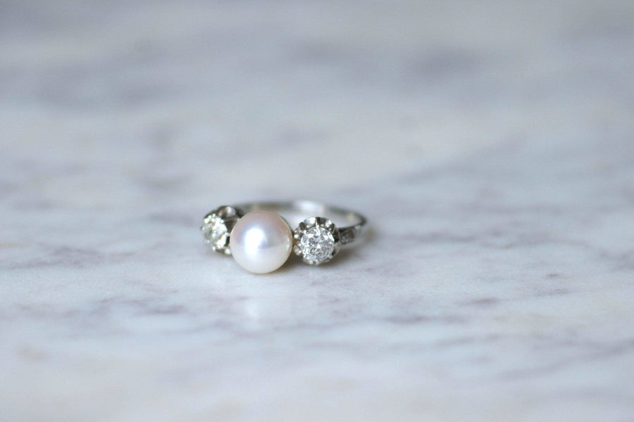 Art Deco pearl and diamond ring - Galerie Pénélope