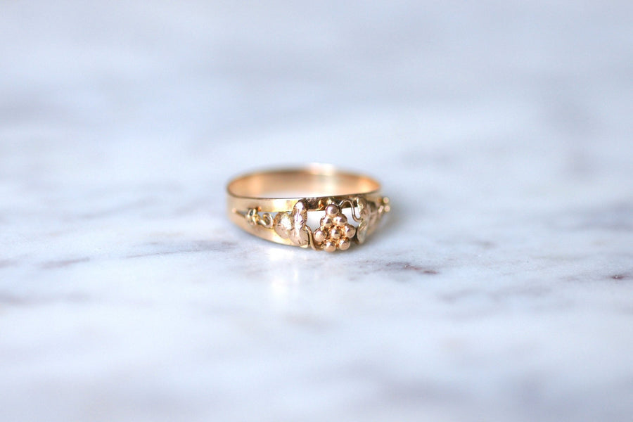 Antique 18Kt rose gold and grapevine pendant wedding band ring - Galerie Pénélope