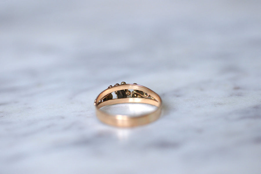 Antique 18Kt rose gold and grapevine pendant wedding band ring - Galerie Pénélope