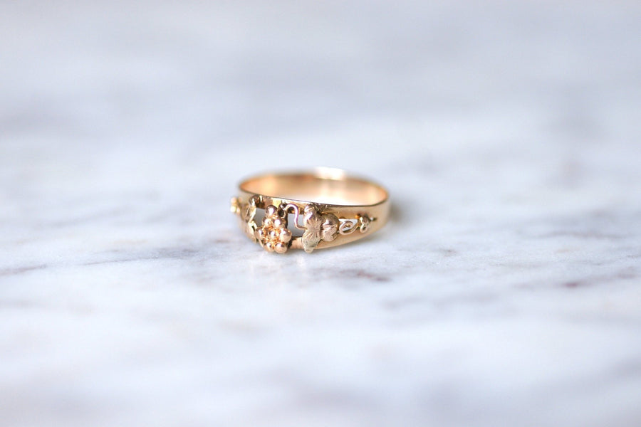 Antique 18Kt rose gold and grapevine pendant wedding band ring - Galerie Pénélope