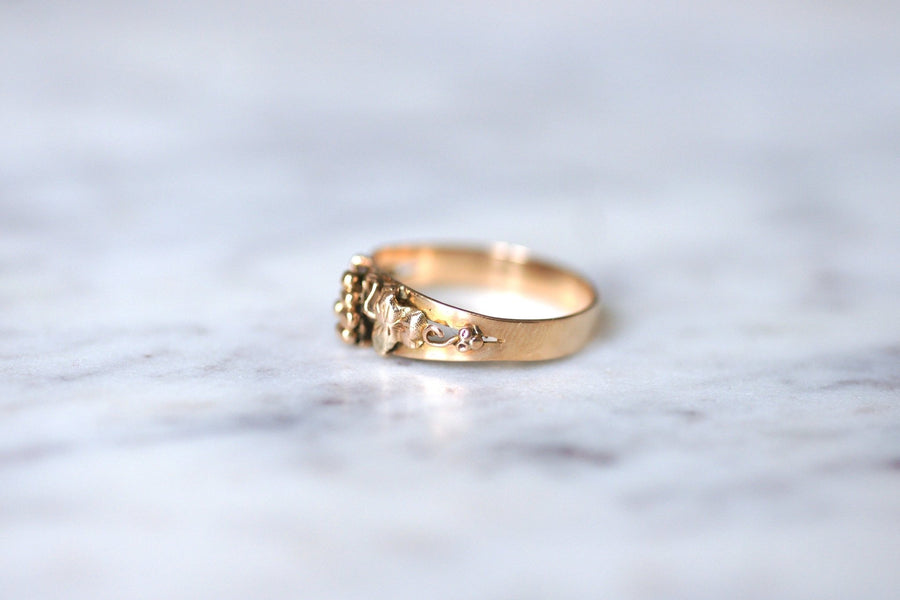 Antique 18Kt rose gold and grapevine pendant wedding band ring - Galerie Pénélope