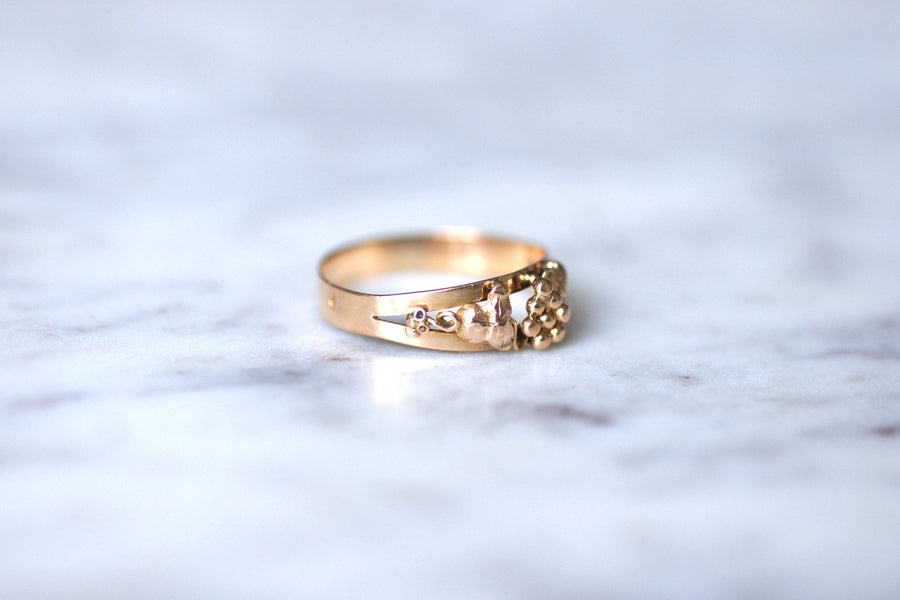 Antique 18Kt rose gold and grapevine pendant wedding band ring - Galerie Pénélope