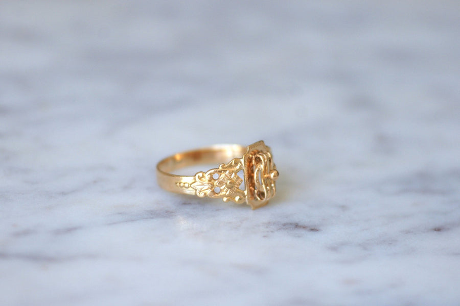 Antique pink gold band ring - Penelope Gallery