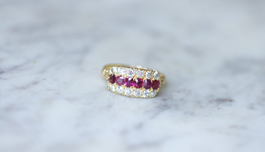 Antique ruby and diamond band ring - Galerie Pénélope