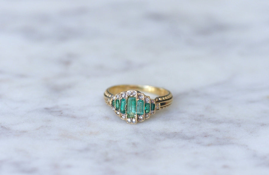 Emerald and diamond band ring - Penelope Gallery