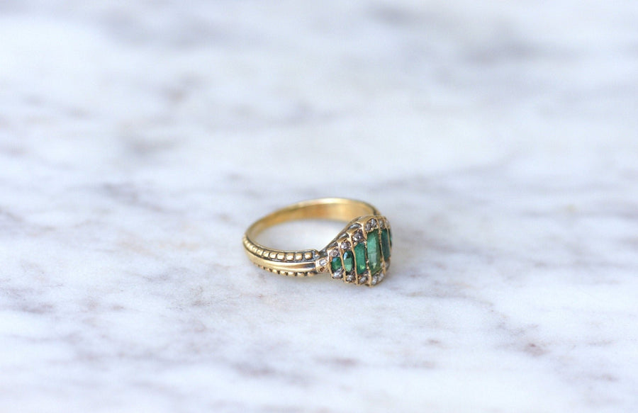 Emerald and diamond band ring - Penelope Gallery