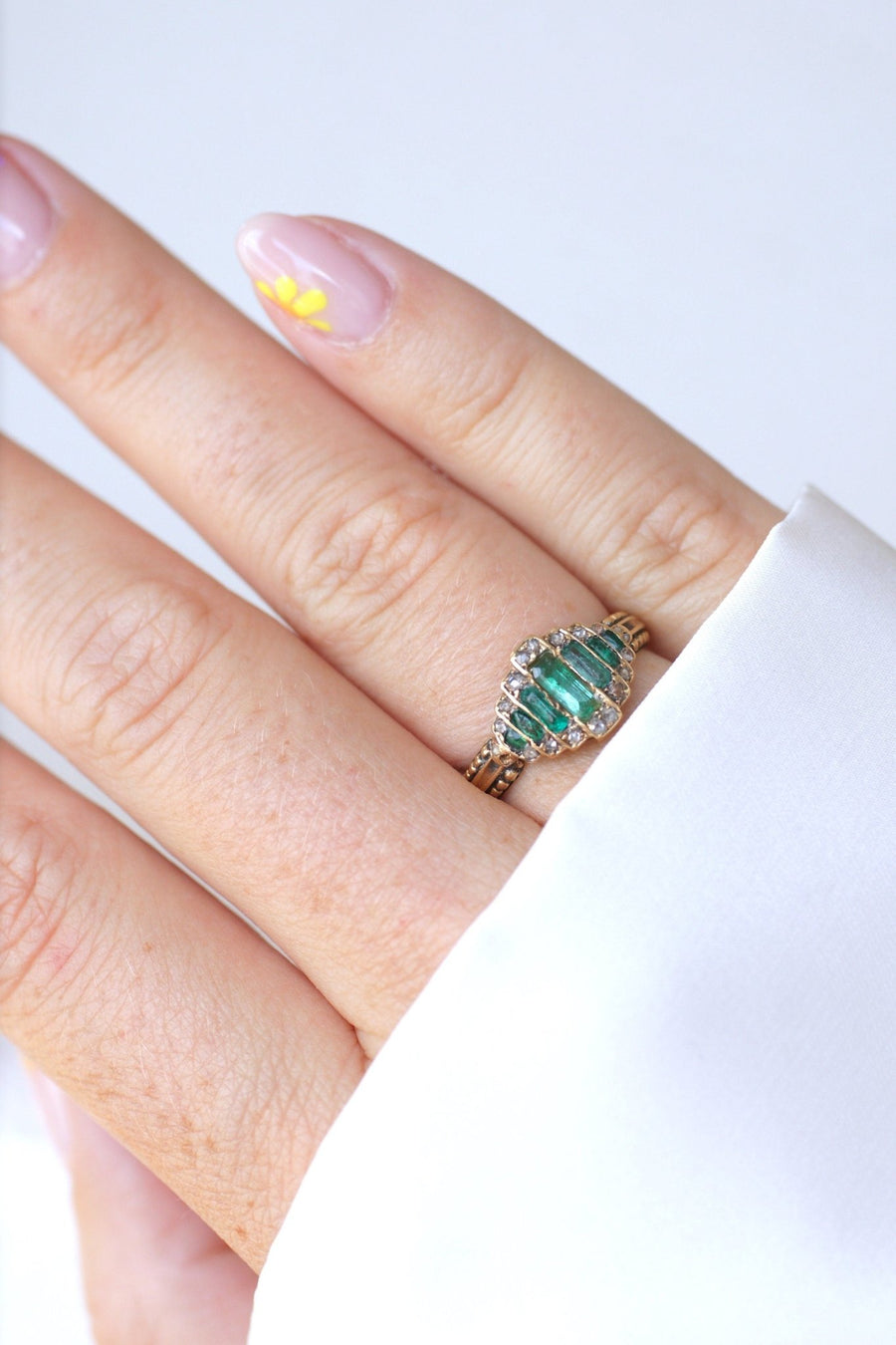 Emerald and diamond band ring - Penelope Gallery
